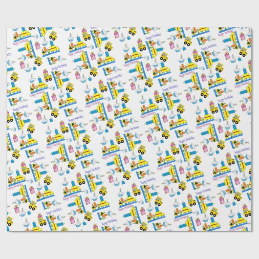 Gelukkige Verjaardag Verpakkende Document Vrachtwa Cadeaupapier (Vlak)