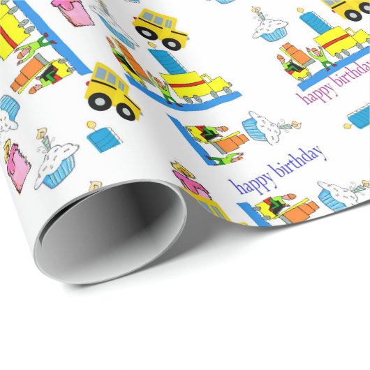 Gelukkige Verjaardag Verpakkende Document Vrachtwa Cadeaupapier (Rol Hoek)
