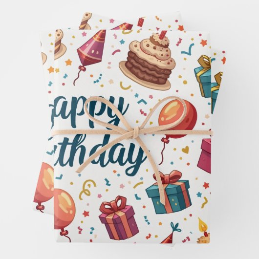 Gelukkige Verjaardag Verpakking Papieren Bladen Me Inpakpapier Vel (In situ)
