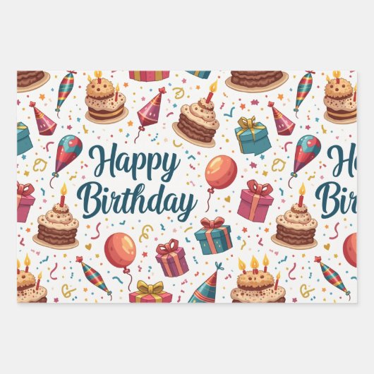 Gelukkige Verjaardag Verpakking Papieren Bladen Me Inpakpapier Vel (Voorkant)