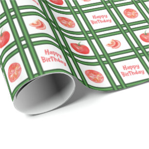 Gelukkige verjaardag - Vers tomatenpatroon Cadeaupapier