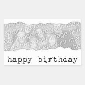 gelukkige verjaardag ( verscheurd papier ) rechthoekige sticker (Voorkant)