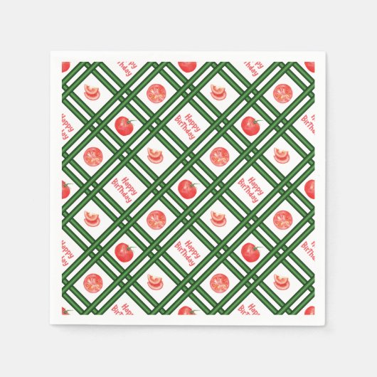 Gelukkige verjaardag - Verse tomatenpatroon Servet (Voorkant)