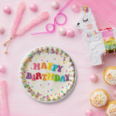 Gelukkige Verjaardag Versierde Taart Papieren Bordje (Feest)