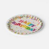 Gelukkige Verjaardag Versierde Taart Papieren Bordje (Gekanteld)