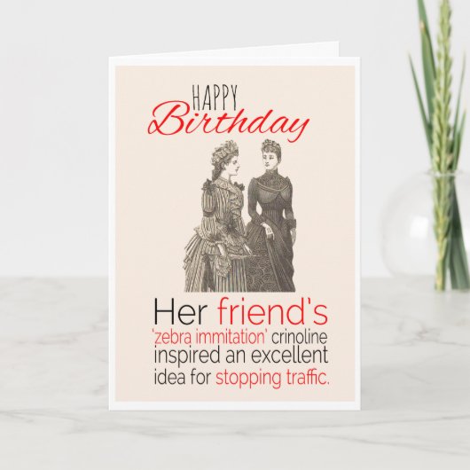 Gelukkige Verjaardag, Victoriaans Humor, Zebra Cro Kaart (Voorkant)