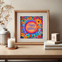 Gelukkige Verjaardag Vier Kleurrijke Leuke Inspira Poster