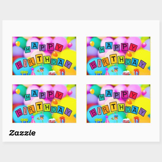 Gelukkige verjaardag vieren rechthoekige sticker (Vel)