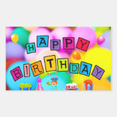 Gelukkige verjaardag vieren rechthoekige sticker (Voorkant)