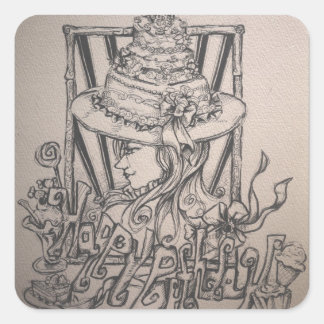 gelukkige verjaardag vierkante sticker