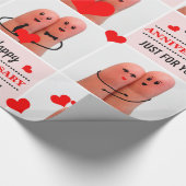 Gelukkige verjaardag vinger kunst liefde koppels cadeaupapier (Hoek)