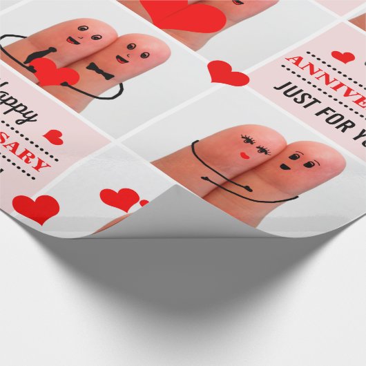 Gelukkige verjaardag vinger kunst liefde koppels cadeaupapier (Hoek)