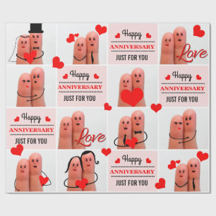 Gelukkige verjaardag vinger kunst liefde koppels cadeaupapier