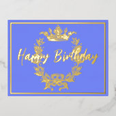 Gelukkige Verjaardag Vintage Kroon  Folie Uitnodiging Briefkaart (Voorkant)