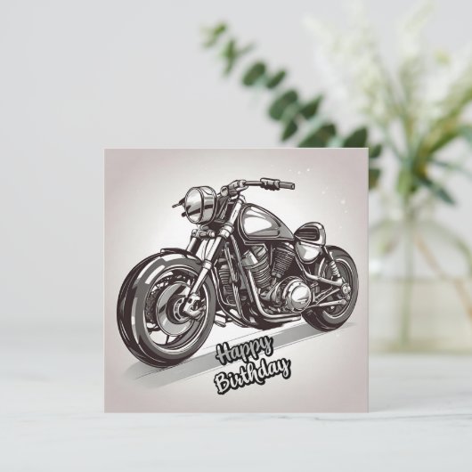 Gelukkige verjaardag vintage motorfiets  kaart (Staand voorkant)