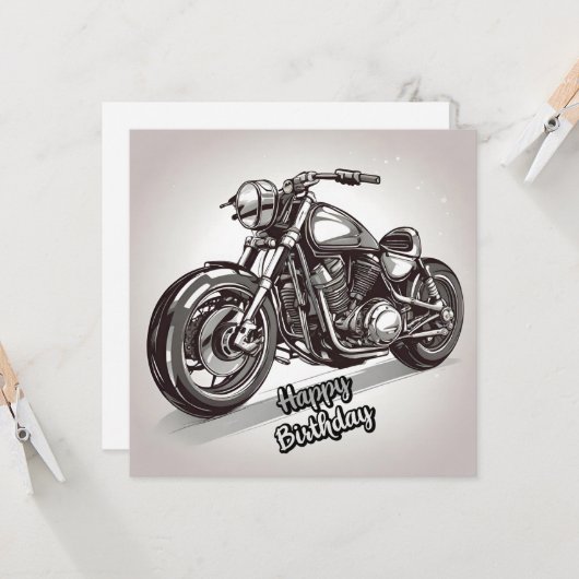 Gelukkige verjaardag vintage motorfiets  kaart (Voorkant / Achterkant in situ)