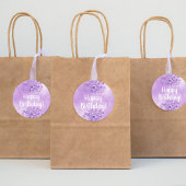 Gelukkige Verjaardag violette bloemen Ronde Sticker