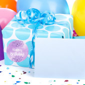 Gelukkige Verjaardag violette bloemen Ronde Sticker