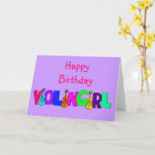 Gelukkige Verjaardag Vioolmeisje Kaart (Gele Bloem)