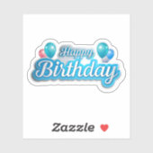 Gelukkige verjaardag vliegende ballonnen sticker (Vel)