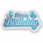 Gelukkige verjaardag vliegende ballonnen sticker (Voorkant)