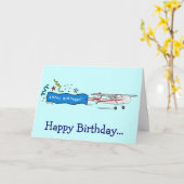 Gelukkige Verjaardag Vliegtuig van de Hele Bende Kaart (Gele Bloem)