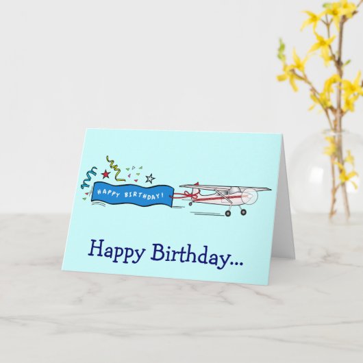 Gelukkige Verjaardag Vliegtuig van de Hele Bende Kaart (Gele Bloem)
