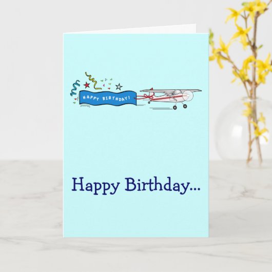 Gelukkige Verjaardag Vliegtuig Whole Gang  Kaart (Gele Bloem)