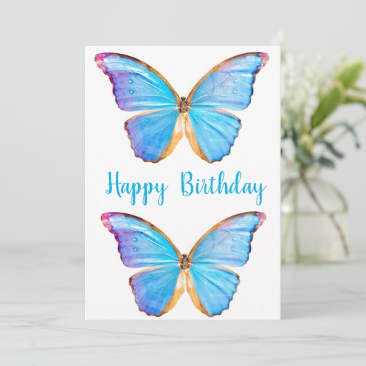 Gelukkige Verjaardag Vlinders kaart (Staand voorkant)