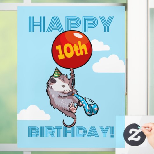 Gelukkige verjaardag! Voeg de Age Opossum & Red Ba Raamsticker (Huis)