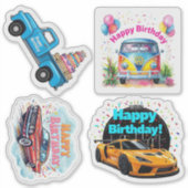 Gelukkige Verjaardag Voertuig Stickers, Kinderen V Sticker (Voorkant)