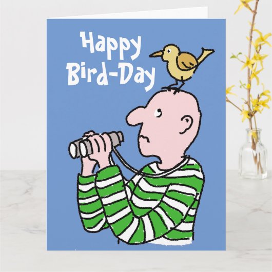 Gelukkige Verjaardag Vogelaar of Vogelaar Kaart (Gele Bloem)