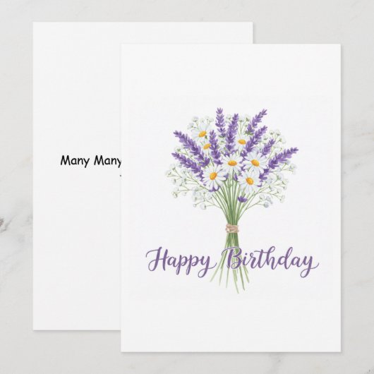 Gelukkige Verjaardag Voilet Flowers Digital Feestdagenkaart (Voorkant / Achterkant)