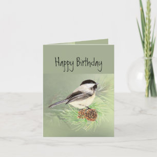 Gelukkige verjaardag voor alle Chickadee Bird Kaart