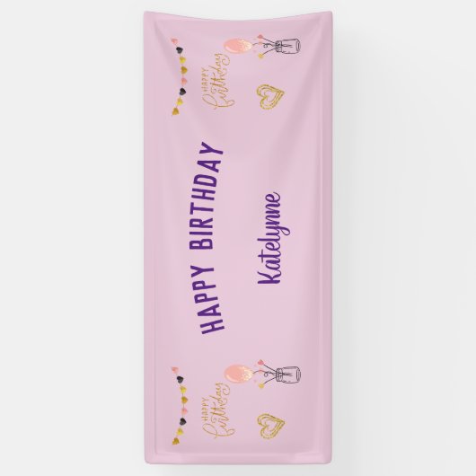 Gelukkige Verjaardag voor Haar Gepersonaliseerde H Spandoek (Verticaal)