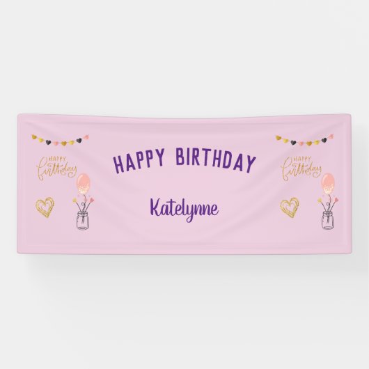 Gelukkige Verjaardag voor Haar Gepersonaliseerde H Spandoek (Horizontaal)