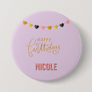 Gelukkige verjaardag voor haar gepersonaliseerde n ronde button 7,6 cm