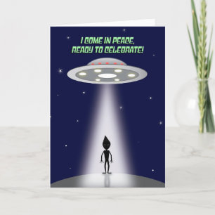 Gelukkige verjaardag voor iedereen Alien en UFO Feestdagen Kaart