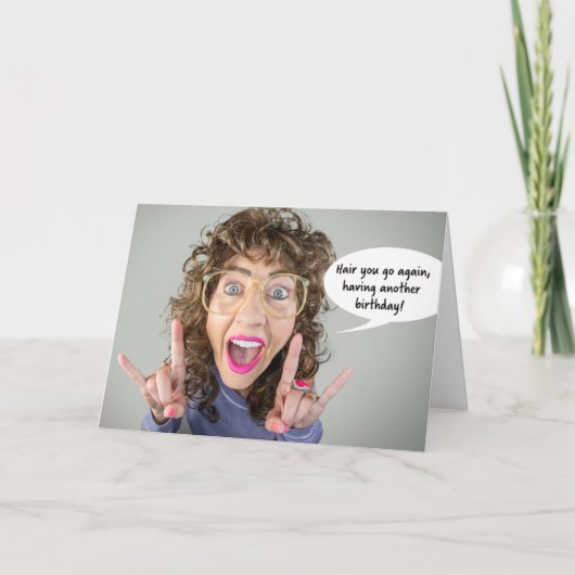 Gelukkige Verjaardag voor Iedereen Groot Haar 80s Feestdagen Kaart (Voorkant)
