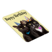Gelukkige verjaardag voor iedereen twee katten in  magneet (Rechterzijde)