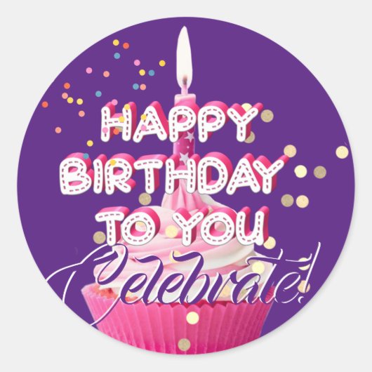Gelukkige verjaardag voor jou ronde sticker (Voorkant)