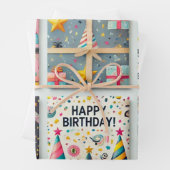 Gelukkige verjaardag voor kinderen inpakpapier vel (In situ)