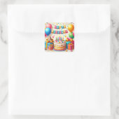 Gelukkige verjaardag voor kinderen - Kleurrijke Ba Vierkante Sticker (Tas)