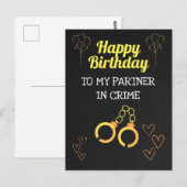 Gelukkige verjaardag voor mijn partner in misdaad! briefkaart (Voorkant / Achterkant)