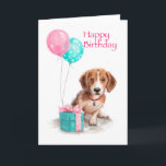 Gelukkige verjaardag voor mijn speciale vriend met kaart<br><div class="desc">Hondje met twee zachte kleurballonnen en cadeau, Happy Birthday voor mijn speciale vriend</div>