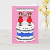 Gelukkige verjaardag voor mijn tweeling dames op e kaart (Gele Bloem)