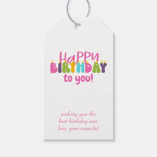 Gelukkige verjaardag voor u de kleurrijke Kandle P Cadeaulabel (Voorkant)