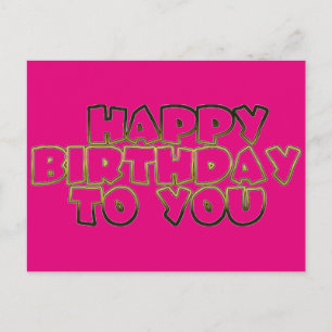Gelukkige verjaardag voor u Hot Pink Gold typograf Briefkaart