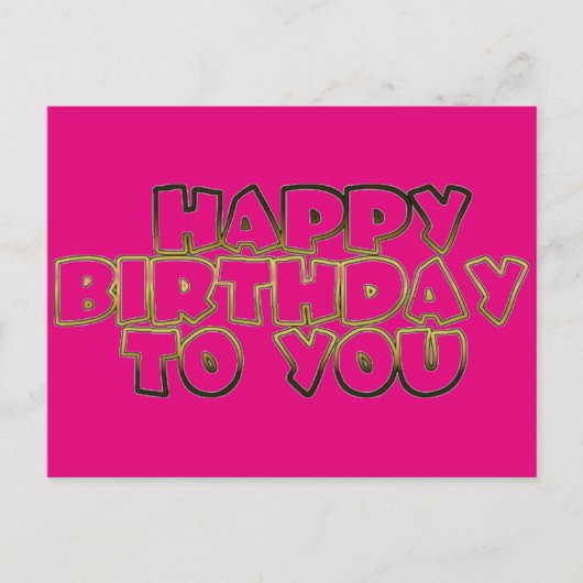 Gelukkige verjaardag voor u Hot Pink Gold typograf Briefkaart (Voorkant)