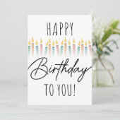 Gelukkige verjaardag voor u typografie & kaarsen save the date (Staand voorkant)